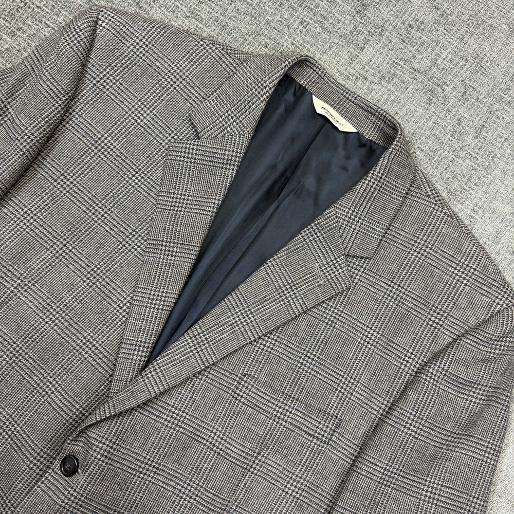 Pronto Uomo Blazer Men's 52R Gray Plaid 100% Lambswool Jacket Casual Preppy